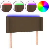 vidaXL Tête de lit LED brun foncé 83x16x78/88 cm Tissu