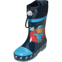 Playshoes Bottes en caoutchouc 'Die Maus Weltraum' marine / bleu clair / orange / rouge rouille