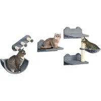 PawHut : mur d'escalade pour chat, 4 pièces, avec escalier, hamac et plate-forme de saut