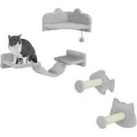 PawHut Ensemble de mur d'escalade pour chats , comprenant 4 éléments. Meubles pour chats en sisal, adaptés aux chats pesant jusqu'à 5 kg
