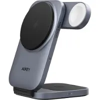 Aukey Chargeur magnétique 3-en-1 MagFusion LC-MC312, 15W Qi2, gris