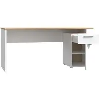 Forte Bureau Droit Contra Costa - L160 X L60 X H73,5 Cm - Blanc Mat / Chêne Artisan