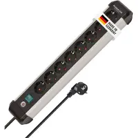 Brennenstuhl 1391030800 rallonge électrique 3 m 8 prise(s) CA Intérieur Noir, Argent
