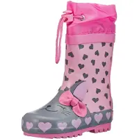Playshoes Bottes en caoutchouc 'Katze' vert pastel / rose
