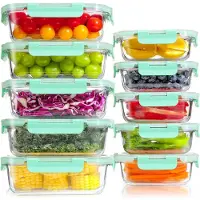 YASHE Boîtes en verre LN-10pcs-Green, 10 pièces, 7,05 L