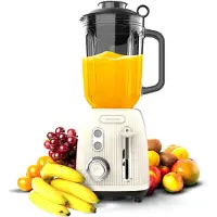 Cecotec Blender Power Black Titanium RetroBeige. 1200W, bol de 1,5L, 2 vitesses, fonction pulse