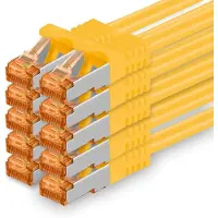1aTTack.de , câble réseau Cat.7, jaune, 7,5 mètres, lot de 10, câbles Ethernet Gigabit LAN