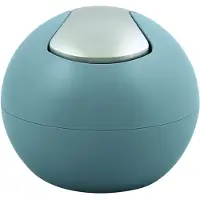 Spirella Seau à cosmétique 1 litre Poubelle à couvercle basculant Poubelle de table "Bowl" bleu mat