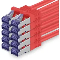 1aTTack.de , câble réseau Cat.7, 1,5m, rouge, lot de 10, câble de connexion Cat7 (SFTP/PIM)