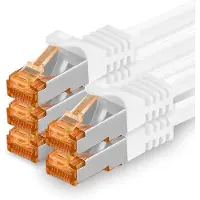 1aTTack.de , câble réseau Cat.7, 10 mètres, blanc - Lot de 5 câbles Ethernet Gigabit LAN