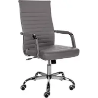 CLP Chaise de bureau réglable pivotante en similicuir Gris