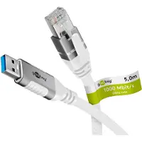 Goobay 74161 Câble Ethernet USB-A 3.0 vers RJ45, 5 m, 5 m, blanc - connecte un routeur, un modem ou un switch réseau au port USB-A d'un ordinateur portable, d'une tablette ou d'un smartphone