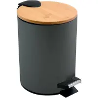 Spirella Récipient cosmétique , 3 litres, en acier inoxydable avec bambou, doté d'un système de descente automatique et d'un récipient intérieur
