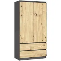 Akord Armoire Gris Graphite/Chêne Artisan 90X51X180