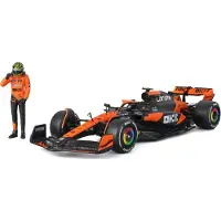 Bburago Voiture 1/24 Racing McLaren MCL38 SF 2024 et figurine pilote casqué Norris