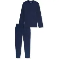 Schiesser Pyjama long ' Selected Premium Warming ' bleu foncé