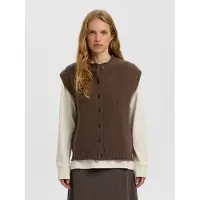 Selected Laine Gilet Tricoté Femme Marron L