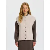 Selected Laine Gilet Tricoté Femme Gris XL