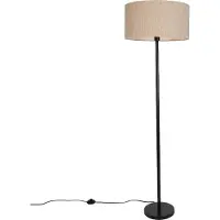 QAZQA Lampadaire moderne noir avec abat-jour bouclé beige 50cm - Simplo