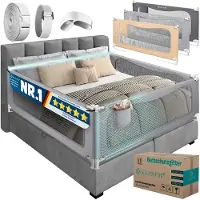 Kesser Barrière de lit , protecteur de lit pour enfants, barrière de lit pour bébé, protecteur de lit pour enfants, gris, 200 cm