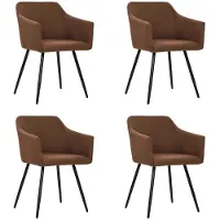 vidaXL Chaise de salle à manger 4 pcs. Marron Tissu