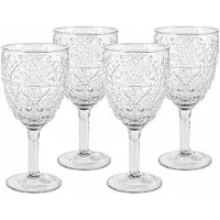 Loberon Verres À Pied - Loberon - Ivrecourt - Lot De 4 - Verre Soufflé À La Main - Motif 3d Unique