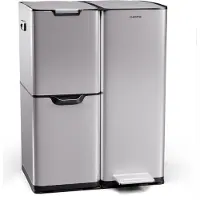 Klarstein Tiyo 3-en-1 Poubelle - 60 L tri sélectif avec pédale & couvercle Soft-Close, corps en acier inoxydable, bacs amovibles, autocollants inclus