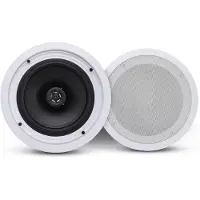 Pyle Pair Enceinte Bluetooth encastrable de 20,3 cm pour mur et plafond, système d'enceintes domestiques universelles à 2 voies, connecteurs rapides à ressort, 250 W