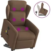 vidaXL Fauteuil de massage avec releveur Marron Tissu