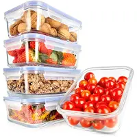 Nutrichef Boîtes de conservation en verre borosilicaté – Hermétiques, étanches, empilables, sans BPA, lavables au lave-vaisselle, adaptées