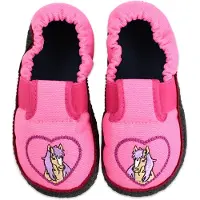 Beck Pantoufle 'Pferdchen' cappuccino / violet clair / rose / magenta