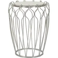 Mauro Ferretti Table d'appoint en marbre et en fer, diamètre 47,5 x 61,5 cm, couleur argent, modèle Hook de