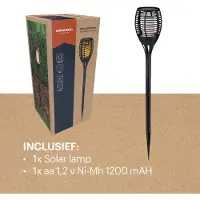 Grundig Solar Torche de jardin - Effet de flamme LED - Lampe d'extérieur solaire - Lampe de sol - Lampe résistante aux intempéries IP44 - 72 cm