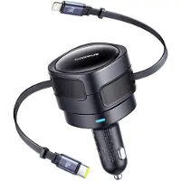 Baseus Car Charger Enjoyment Max, 60W, 3A, with USB-C / Lightning Cable, Black C00035507121-00