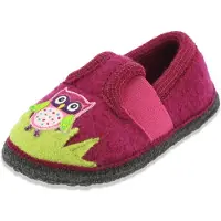 Beck Pantoufle 'Eule' vert clair / rose / rose foncé