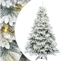 vidaXL Sapin de Noël artificiel avec 300 LED Blanc 210 cm PE et PVC