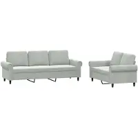 vidaXL Ensemble de canapés 2 pièces avec coussins gris clair velours