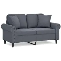 vidaXL Canapé 2 places avec oreillers gris foncé 120 cm velours