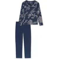 Schiesser Pyjama ' Comfort Essentials ' bleu foncé / blanc cassé