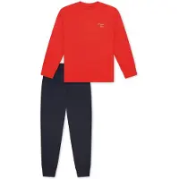 Schiesser Pyjama ' Nightwear ' bleu foncé / orange