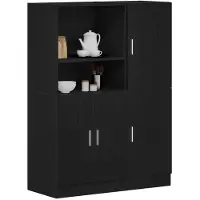 vidaXL Ensemble d'armoires de cuisine 2 pcs noir bois d'ingénierie