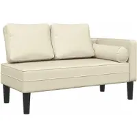 vidaXL Chaise longue avec coussin Crème Similicuir