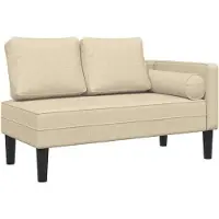 vidaXL Chaise longue avec coussin Crème Tissu