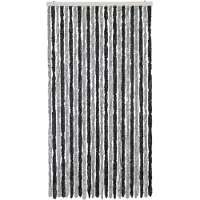 vidaXL Rideau anti-mouches gris et noir 100x230 cm chenille