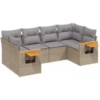 vidaXL Ensemble de salon de jardin 6 pièces avec coussins Beige Poly Rattan