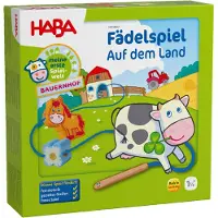Haba : Jeu d'enfilage sur le thème de la ferme – Jouet éducatif et de motricité dès 18 mois – Jouet en bois avec des motifs de ferme pour les tout-petits – 1005580001