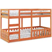 vidaXL Lit superposé brun cire 90x200 cm pin massif