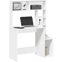 vidaXL Bureau avec étagère blanc 100x45x140 cm Bois composite