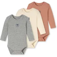 Schiesser Barboteuse / body 'Double Rib' crème / gris chiné / orange foncé
