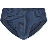 Schiesser Slip ' Pure Micro ' bleu denim / brun foncé